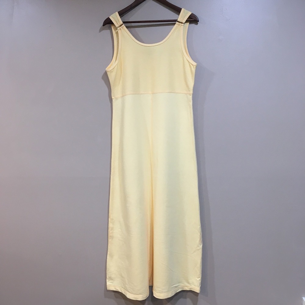 Vintage SJB Sport Sleeveless Scoop Neck Maxi Dress Womens S Yellow Long Vacation